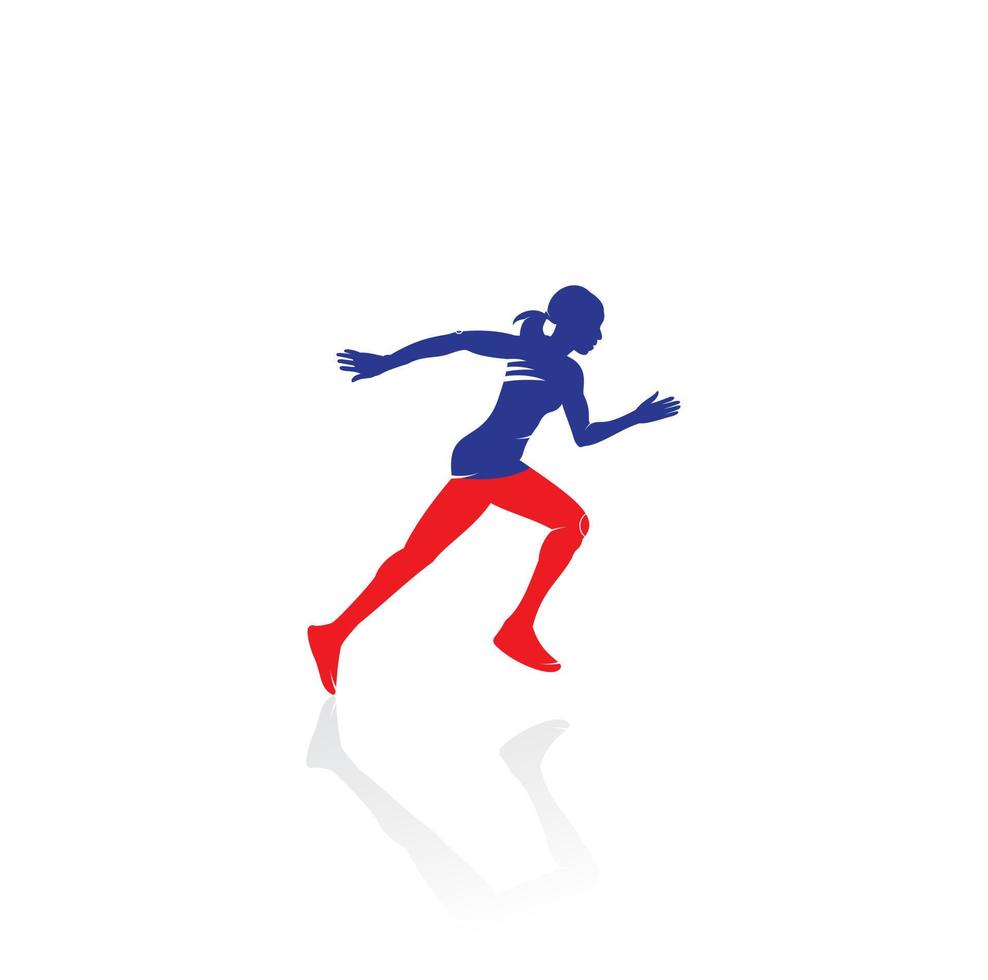 design de logotipo do clube de corredor de fitness feminino. executando o design do logotipo das mulheres. conceito de logotipo de corrida saudável vetor