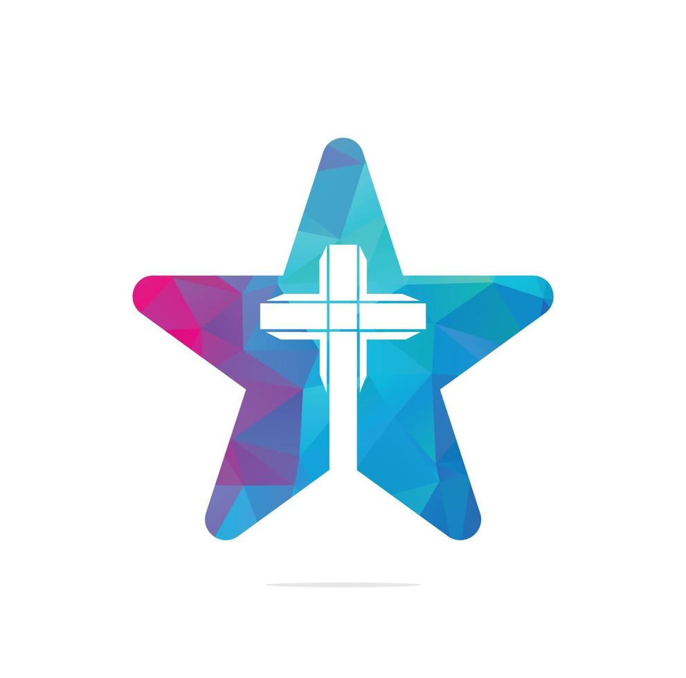 design de logotipo em forma de estrela de igreja de pessoas. logotipo modelo para igrejas e organizações cristãs cruzadas vetor