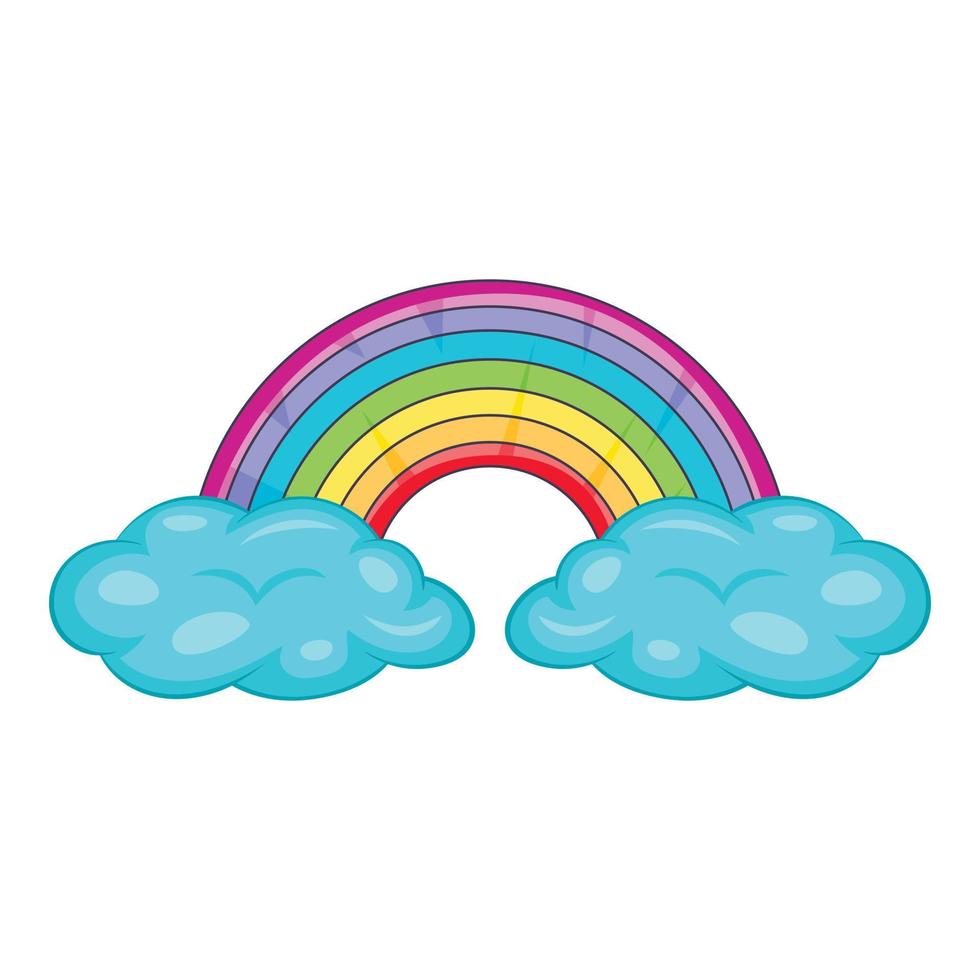 nuvens e ícone do arco-íris, estilo cartoon vetor