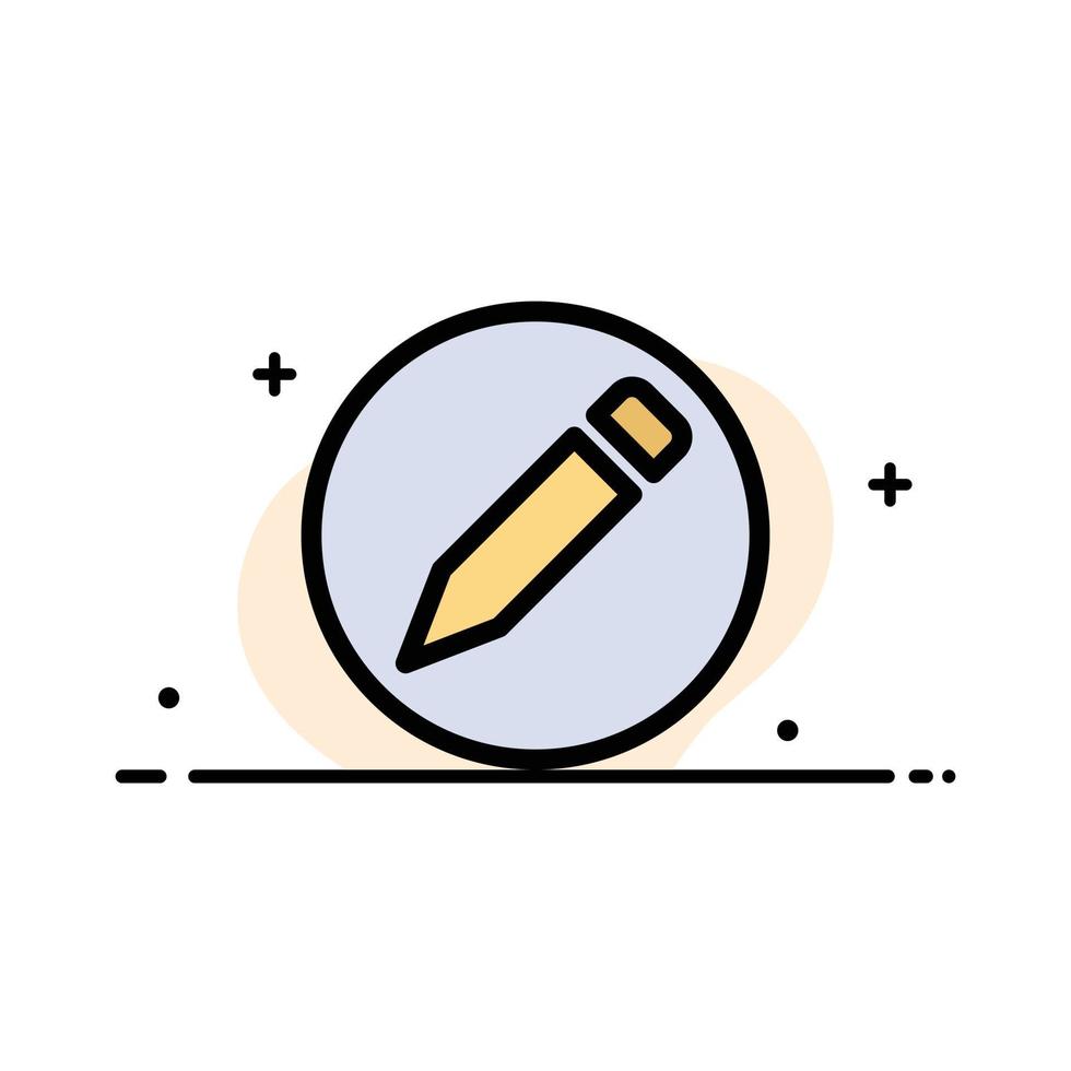 modelo de banner de vetor de ícone de linha plana de negócios de texto de lápis básico