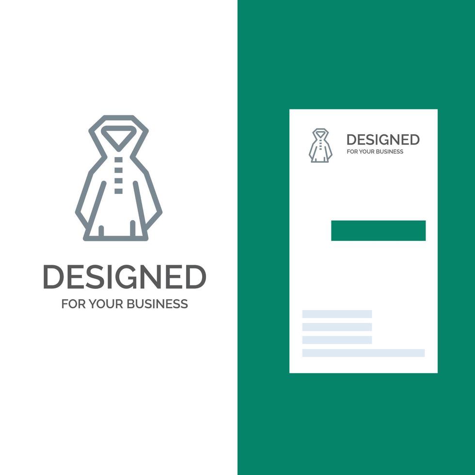 design de logotipo cinza chuvoso de chuva de roupas e modelo de cartão de visita vetor