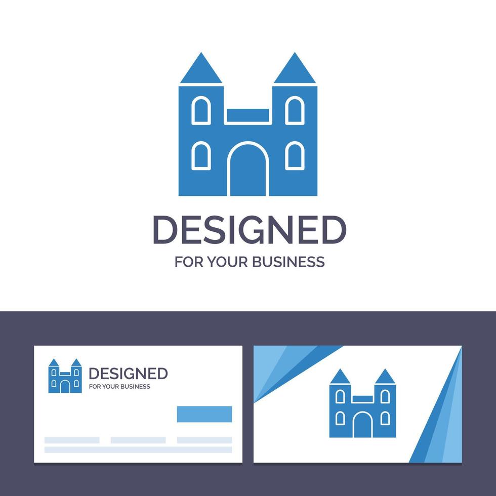 cartão de visita criativo e modelo de logotipo grande catedral cruz ilustração vetorial vetor