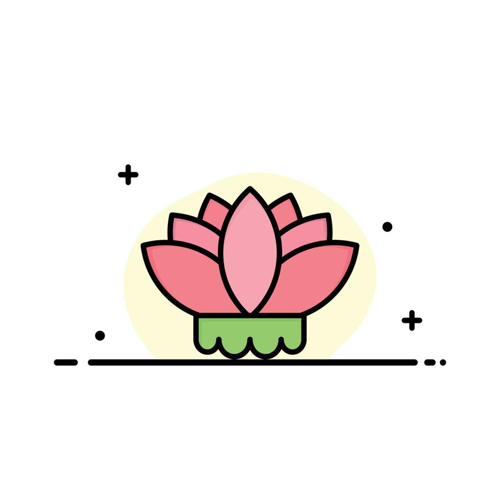 modelo de banner de vetor de ícone cheio de linha plana de negócios chineses de flores
