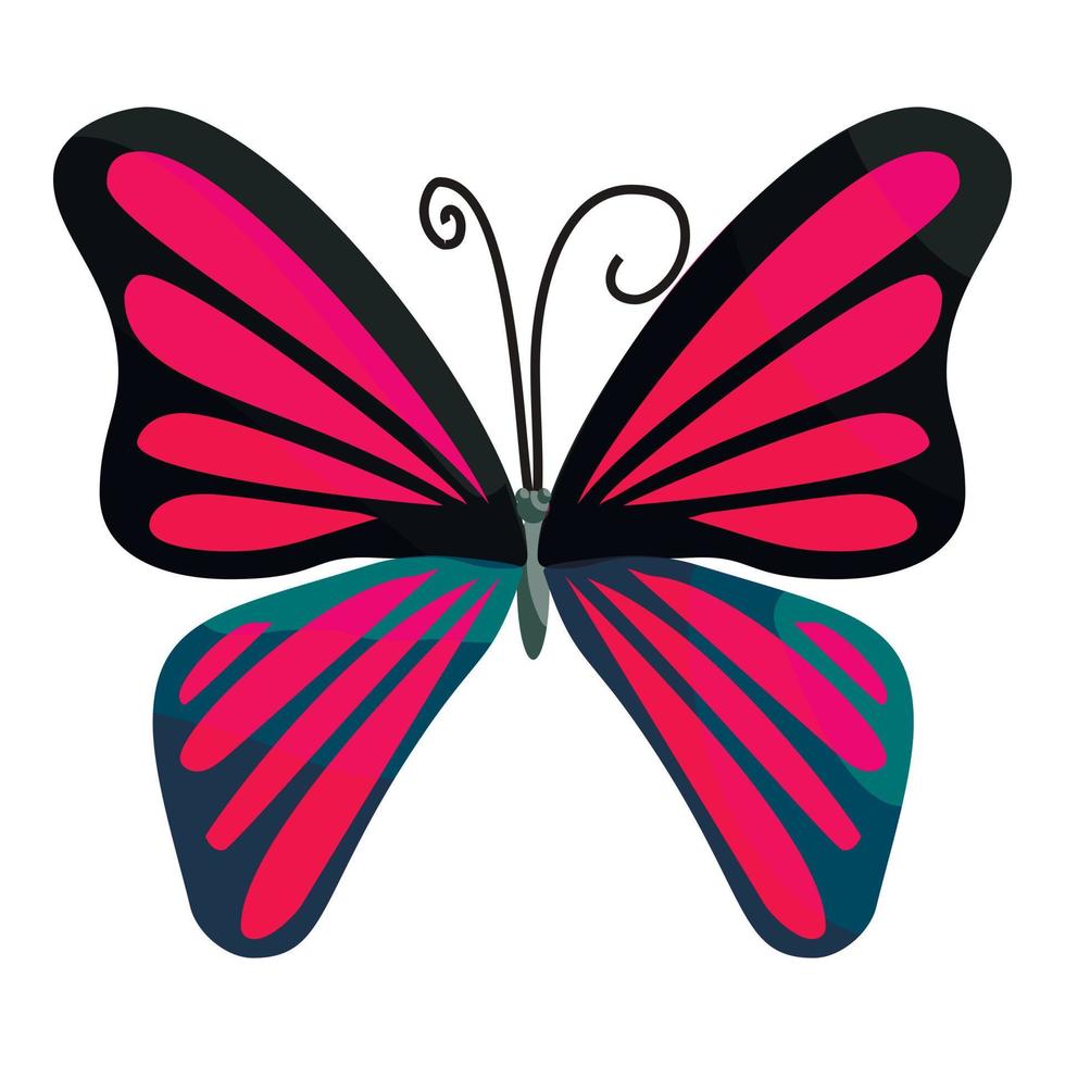 ícone de borboleta rosa, estilo cartoon vetor