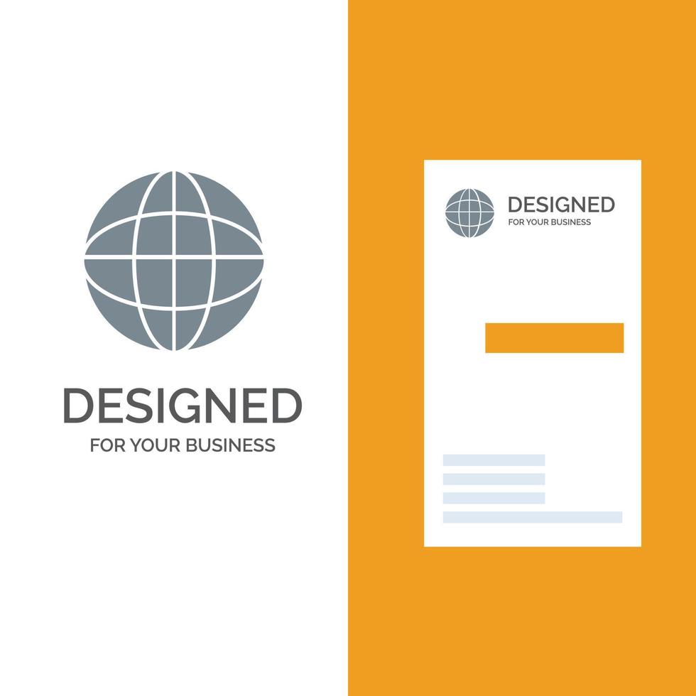 design de logotipo cinza do mundo da internet de localização global e modelo de cartão de visita vetor