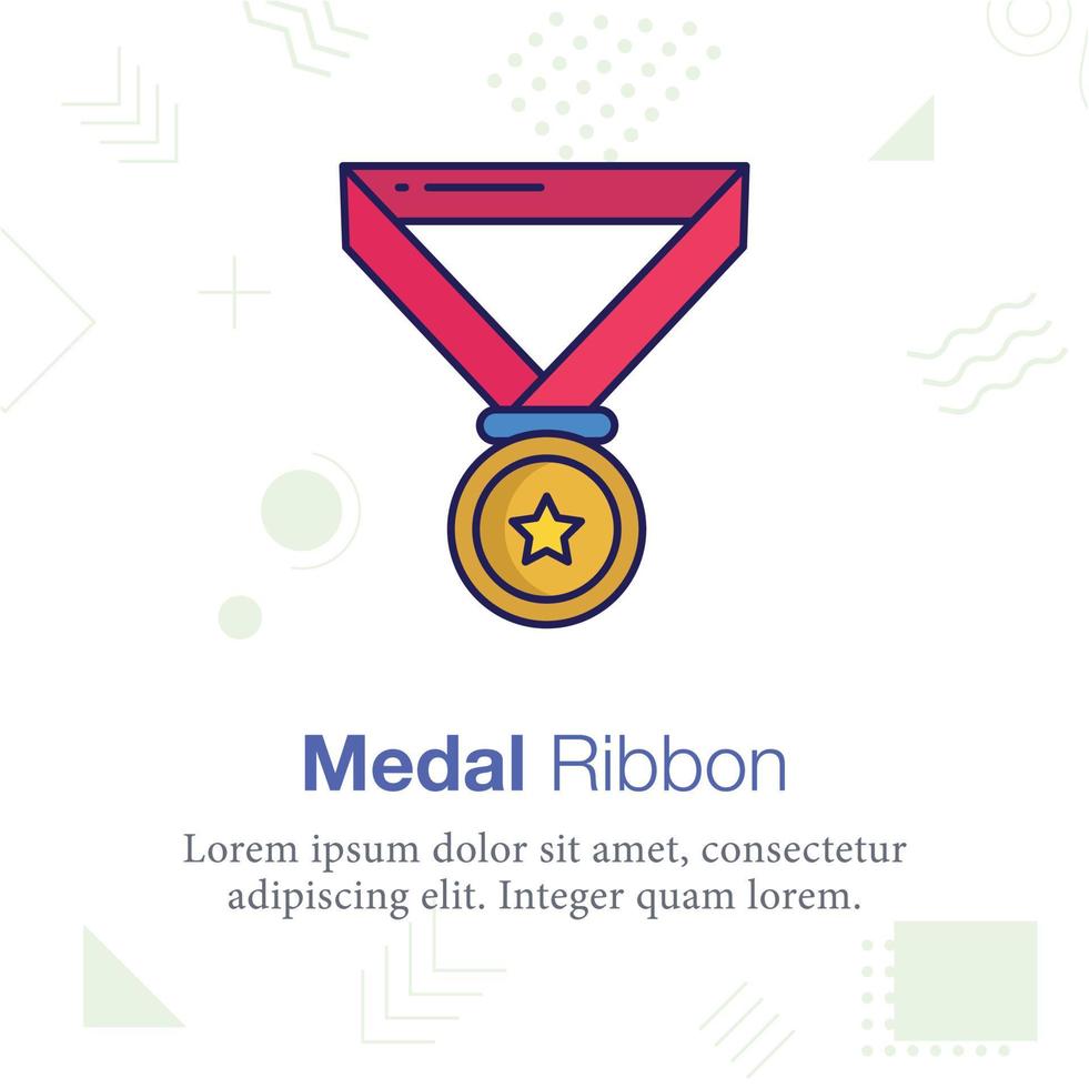 ícone de ilustração vetorial de medalha, relacionado à escola e educação vetor