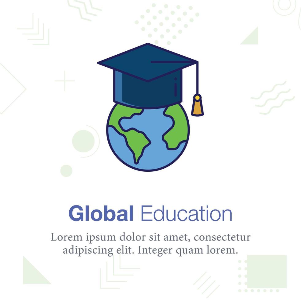ícone de ilustração vetorial de educação global, relacionado à escola e educação vetor