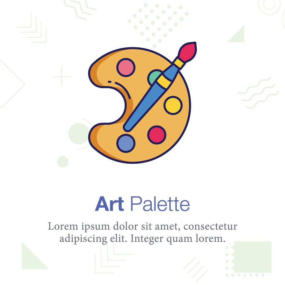 paleta de arte e ícone de ilustração vetorial de pincel, relacionado à escola e educação vetor