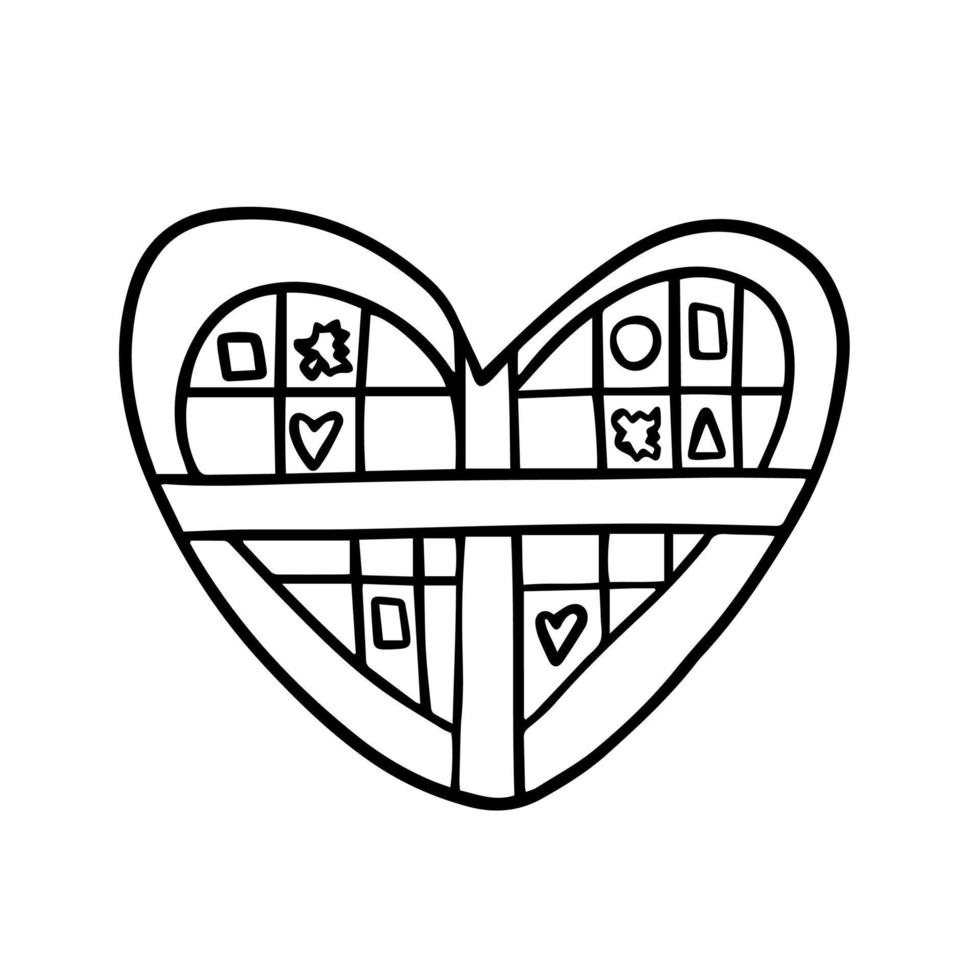 Doodle caixa de chocolates em forma de coração vetor