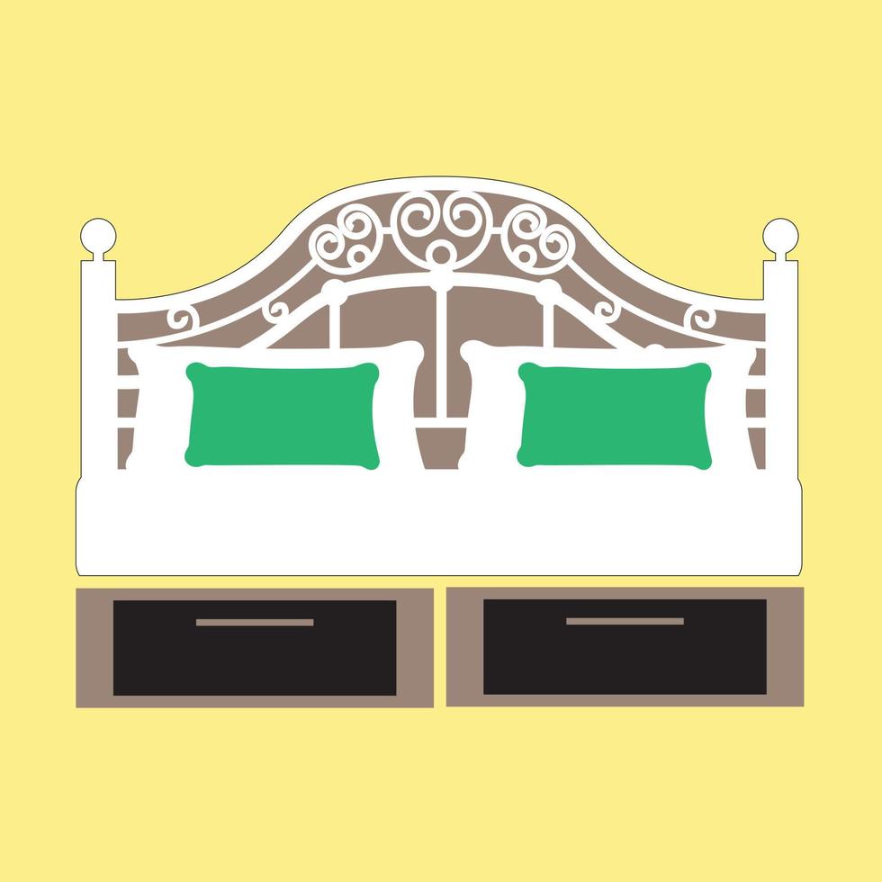 ícone de cama em fundo branco. ilustração vetorial. conjunto gráfico colorido de camas com almofadas. móveis de quarto modernos. ilustração em vetor estilo simples.