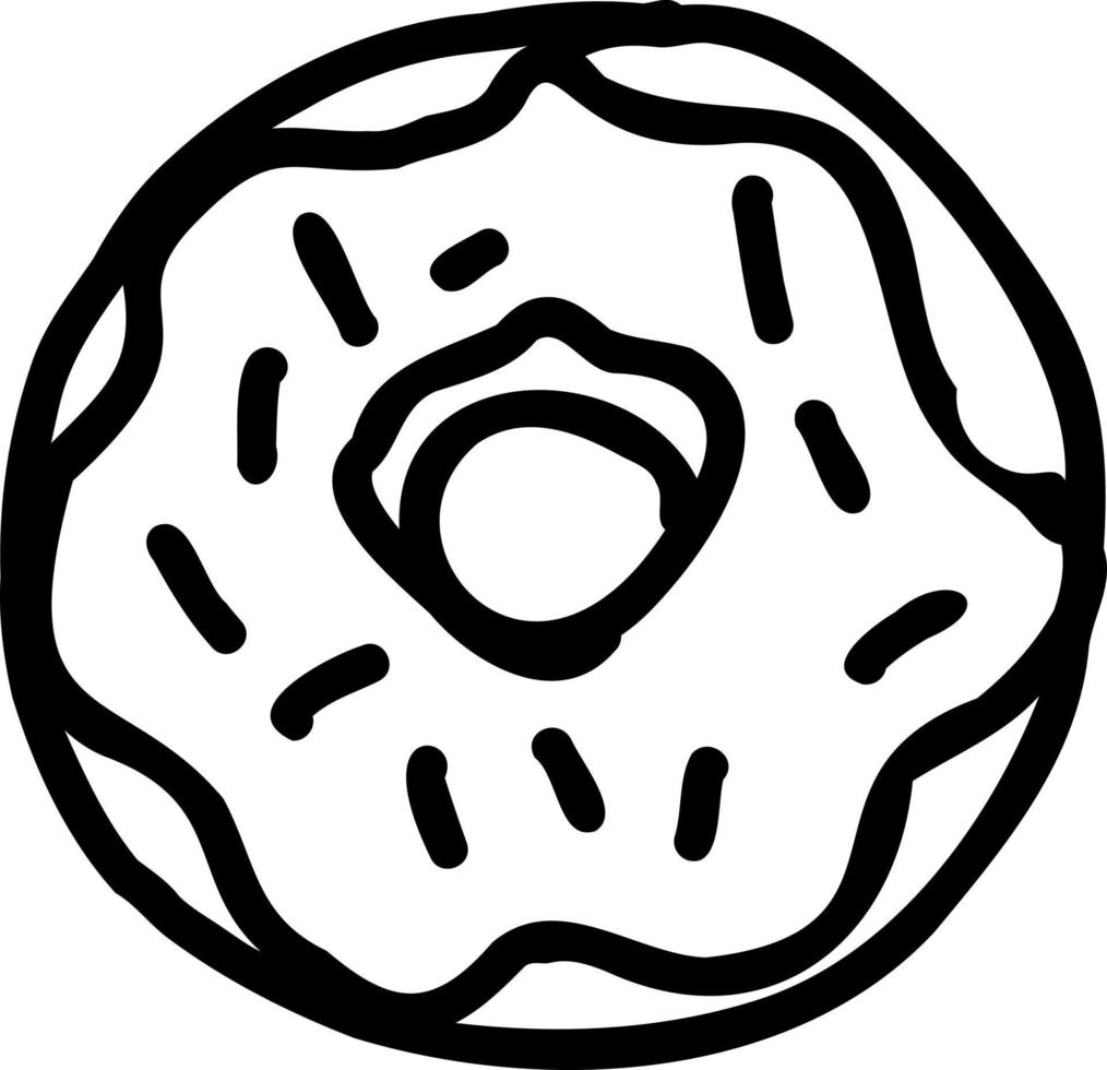 rosquinha com granulado doodle desenho. vetor