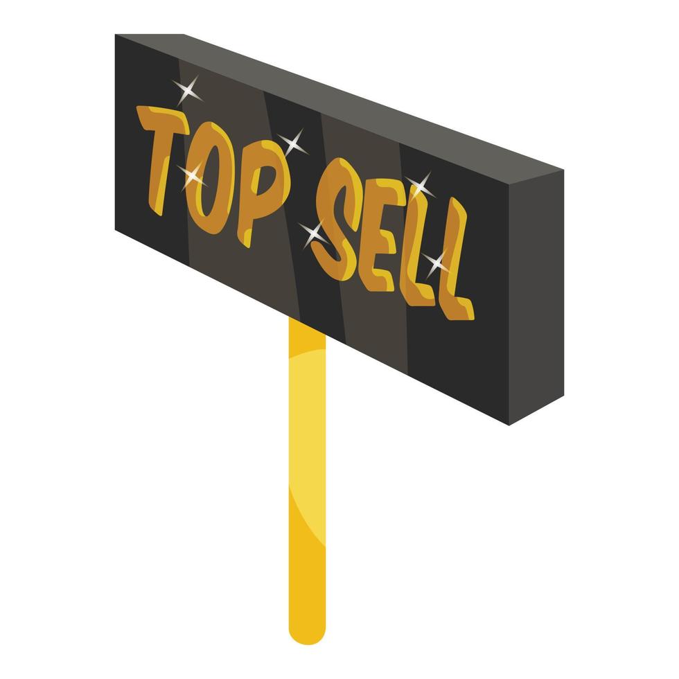 ícone de venda mais vendido de sinalização, estilo de desenho animado vetor