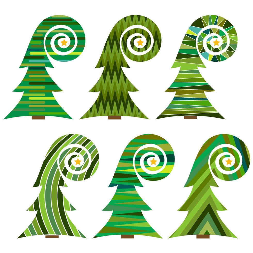 conjunto de árvores de natal. ilustração vetorial isolada para feliz natal e feliz ano novo. vetor