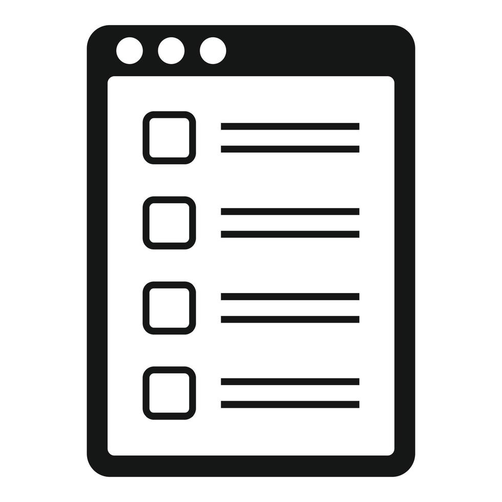 ícone de nota de lista de tarefas, estilo simples vetor