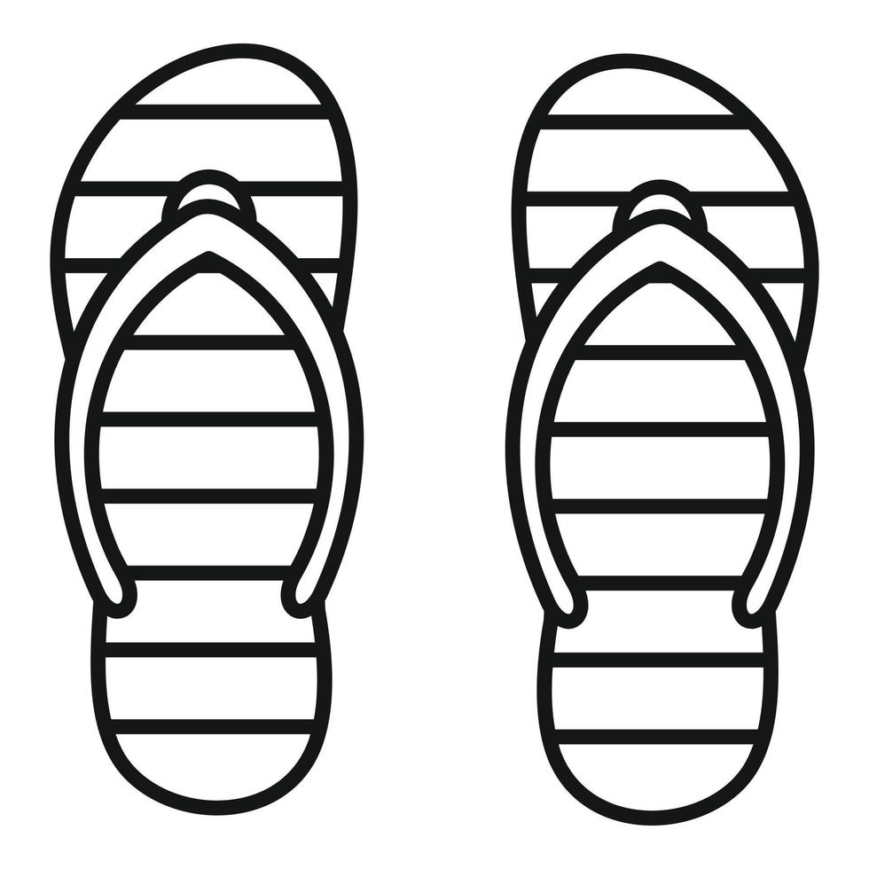 ícone de chinelos de praia, estilo de estrutura de tópicos vetor