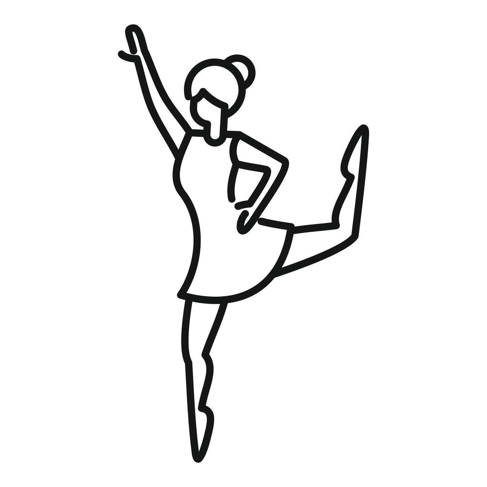 vetor de contorno do ícone de bailarina dançando. garota de dança de balé