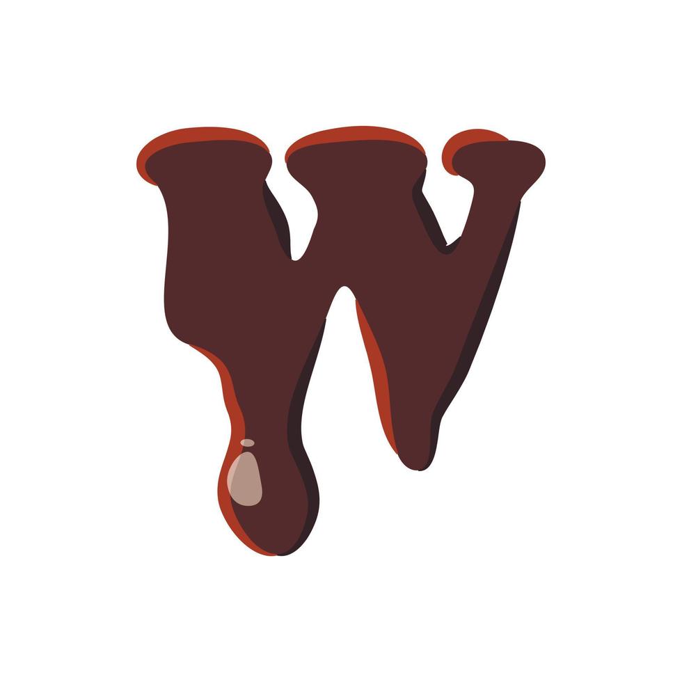 letra w do alfabeto latino feito de chocolate vetor