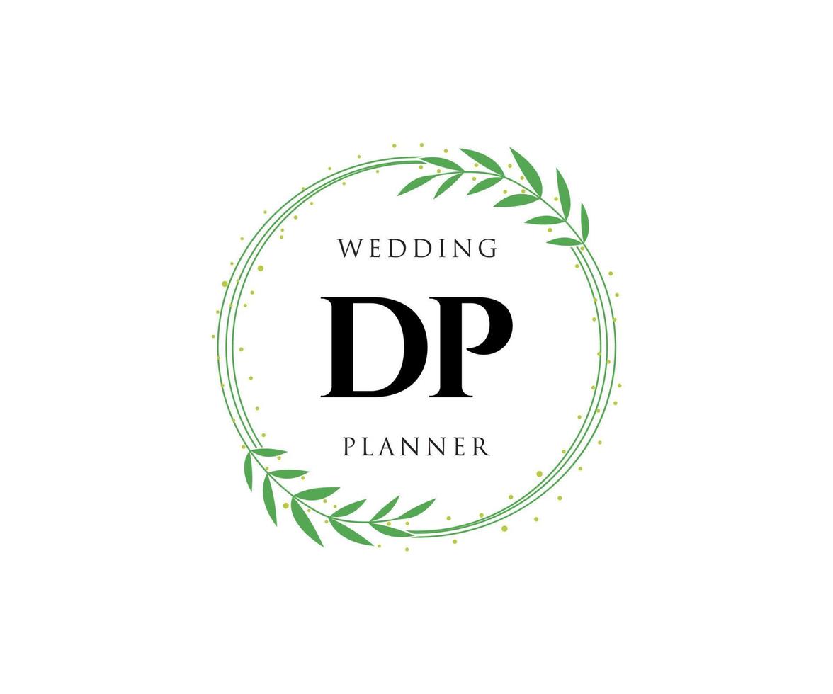 dp letras iniciais coleção de logotipos de monograma de casamento, modelos modernos minimalistas e florais desenhados à mão para cartões de convite, salve a data, identidade elegante para restaurante, boutique, café em vetor