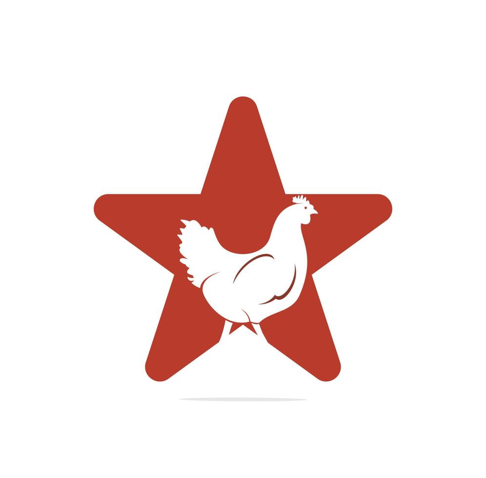 design de logotipo de vetor de conceito de forma de estrela de galinha. símbolo de ícone de vetor de pássaro de frango.