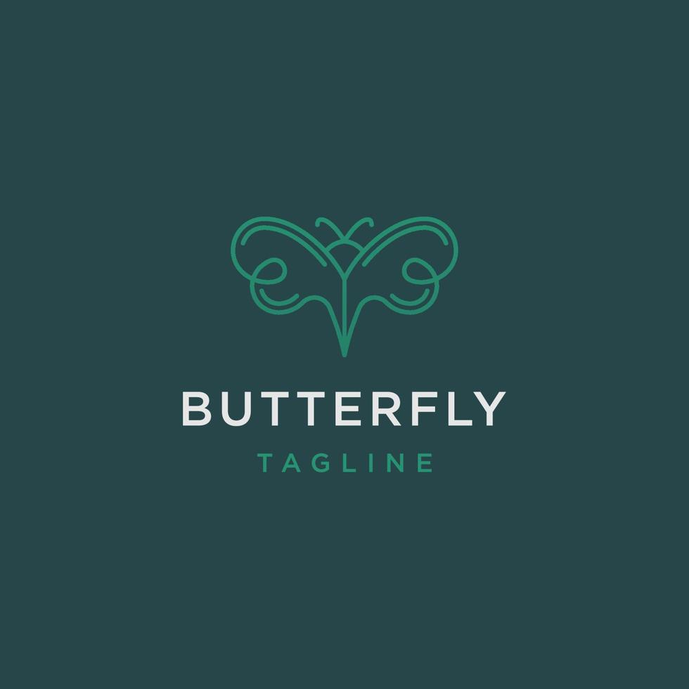 vetor plano de modelo de design de ícone de logotipo de linha borboleta