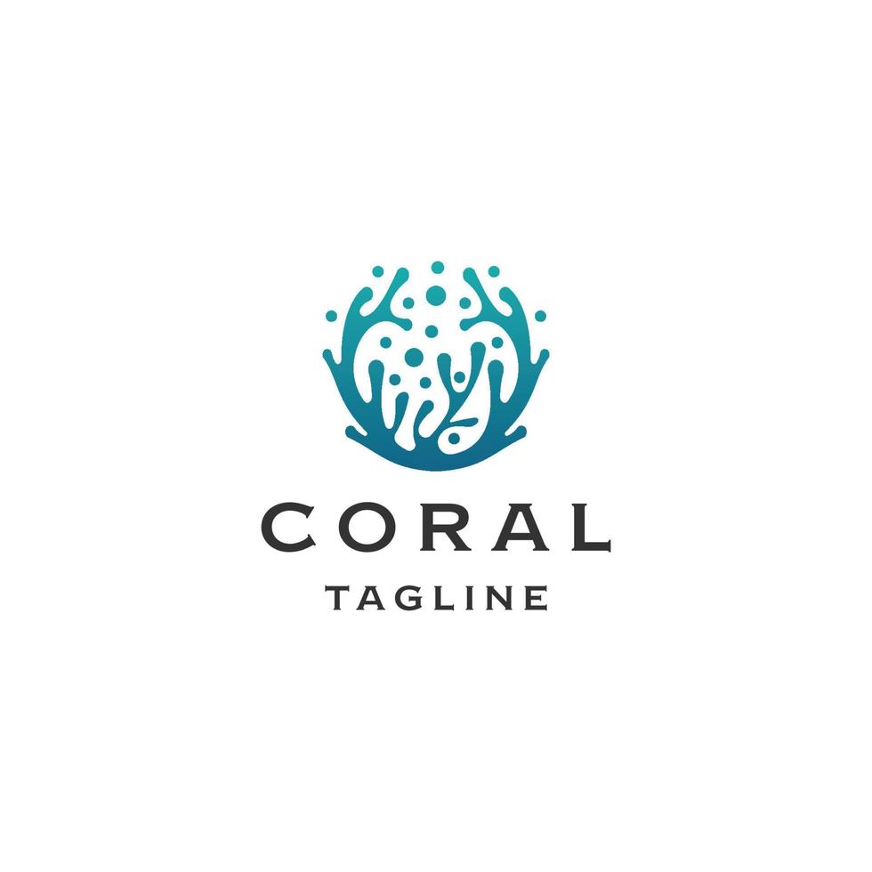 vetor plano de modelo de design de ícone de logotipo coral