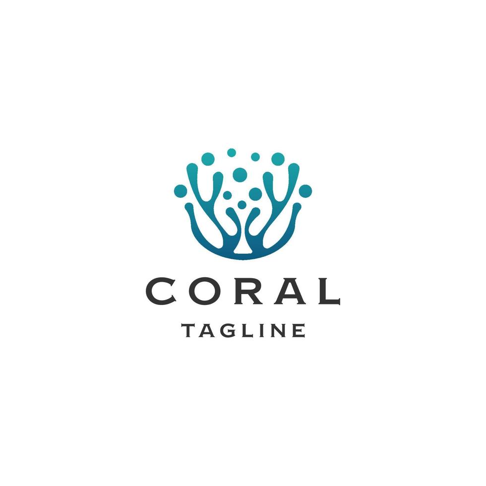 vetor plano de modelo de design de ícone de logotipo coral