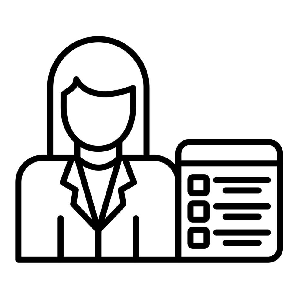 ícone de linha feminina de recrutador vetor