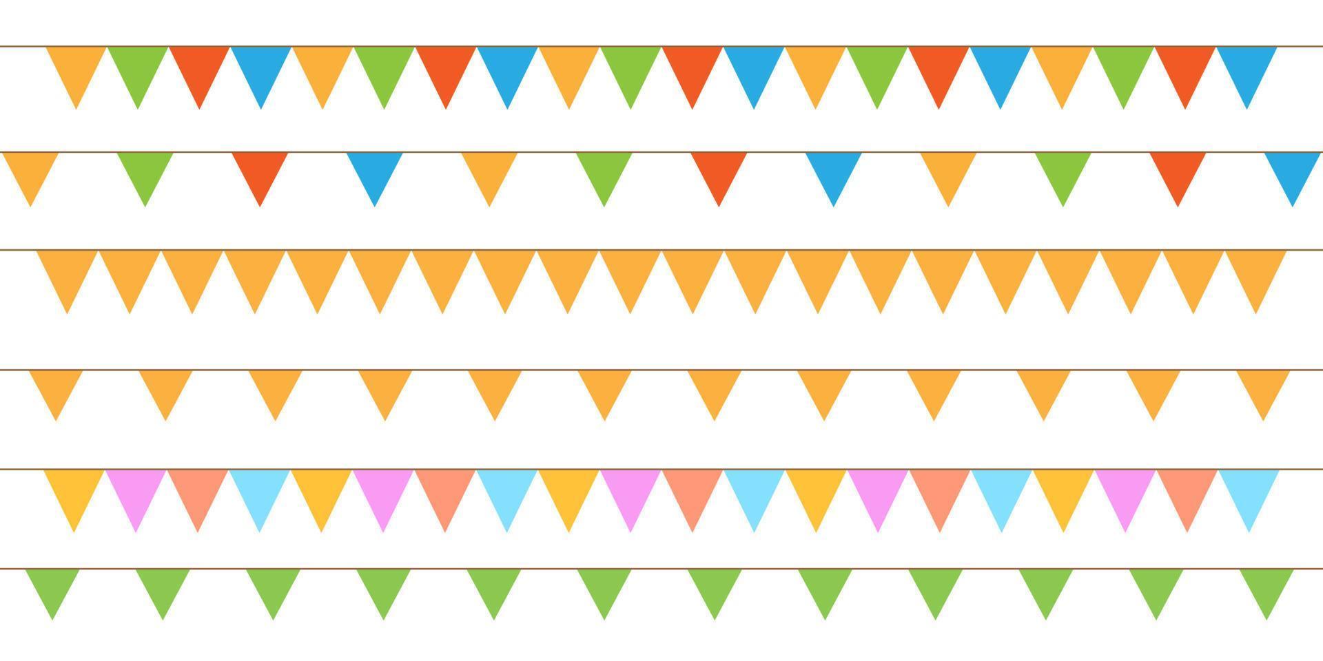 conjunto de bandeiras de festa de bandeiras vetoriais para sua festa de aniversário de projetos, festa de casamento vetor