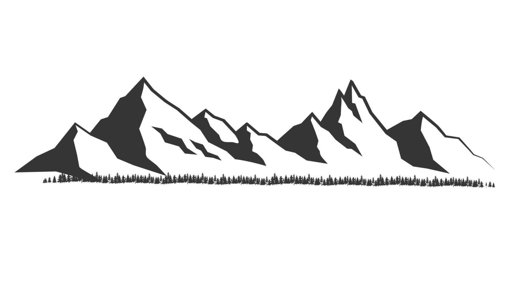 montanhas vector.mountain cordilheira silhueta isolado ilustração vetorial. silhueta de montanhas vetor