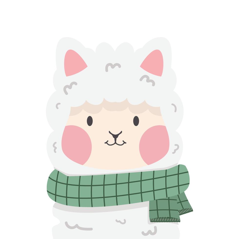 desenho de cabeça de alpaca lama bonito vetor