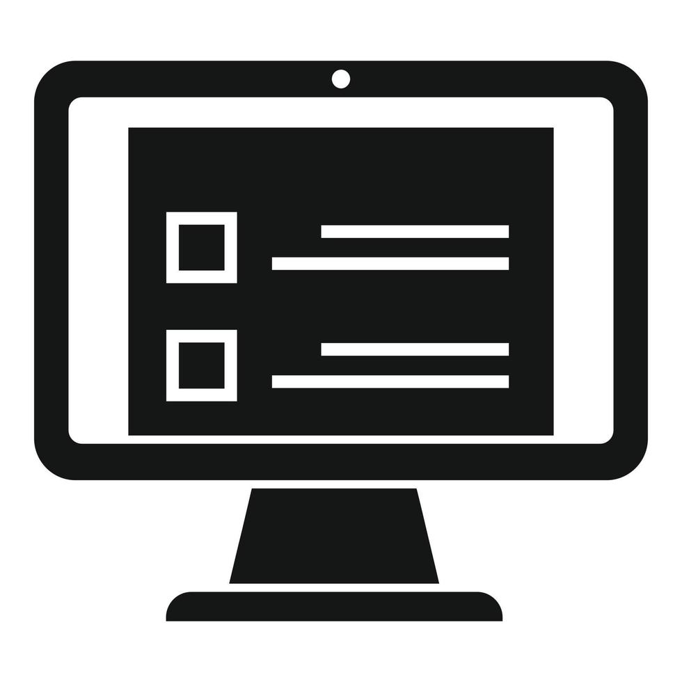 ícone de computador de lista de tarefas, estilo simples vetor