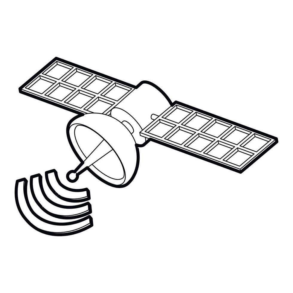 ícone de satélite espacial, estilo de estrutura de tópicos vetor