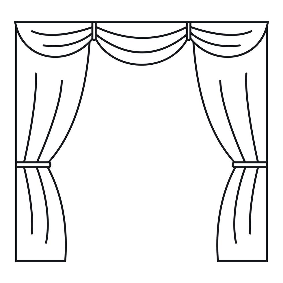 cortina no ícone do palco, estilo de estrutura de tópicos vetor