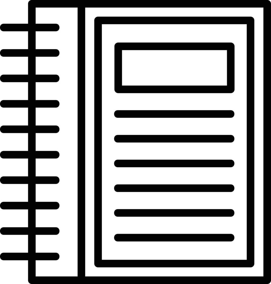 ícone de linha de caderno vetor