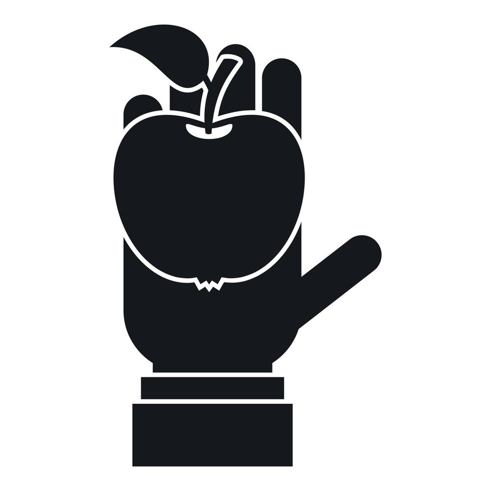 ícone de maçã na mão, estilo simples vetor