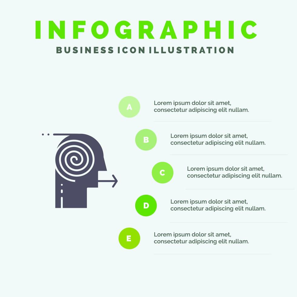 focando soluções foco de esforço de negócios focando ícone sólido infográficos fundo de apresentação de 5 etapas vetor