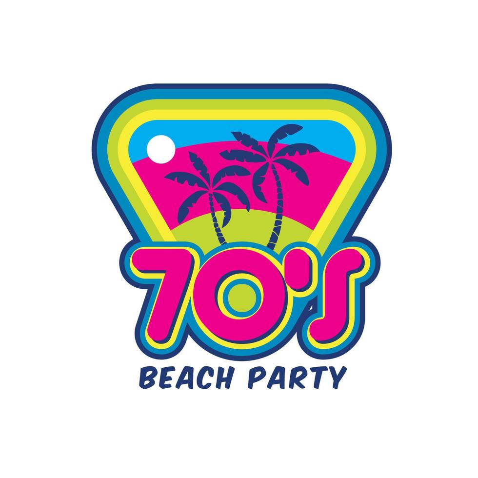 ilustração vetorial de festa na praia do pôr do sol, perfeita para design de camiseta retrô e logotipo de música vlog vetor