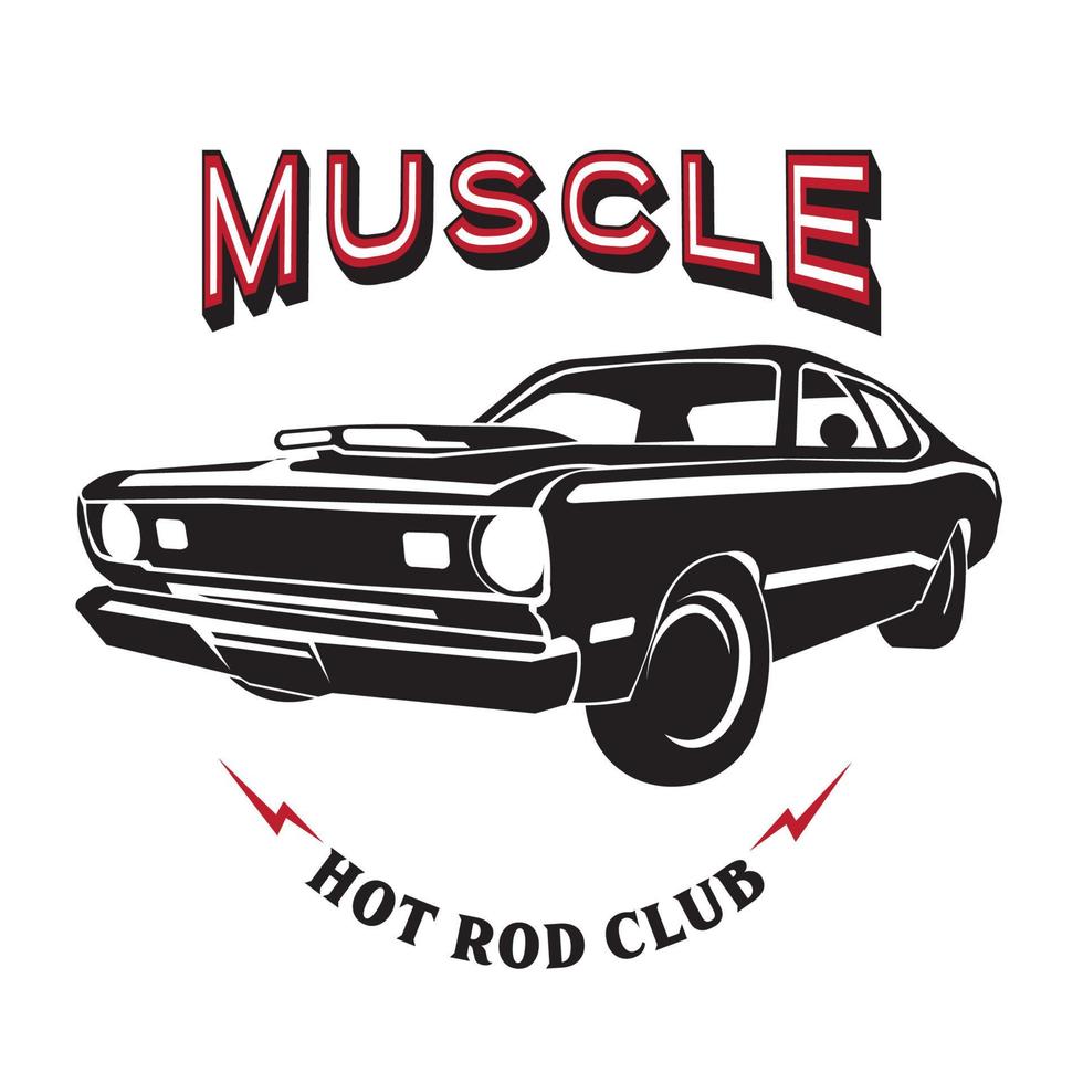 ilustração vetorial de muscle car retrô, bom para entusiastas de carros antigos, design de camiseta também logotipo de serviço de restauração de carros antigos vetor