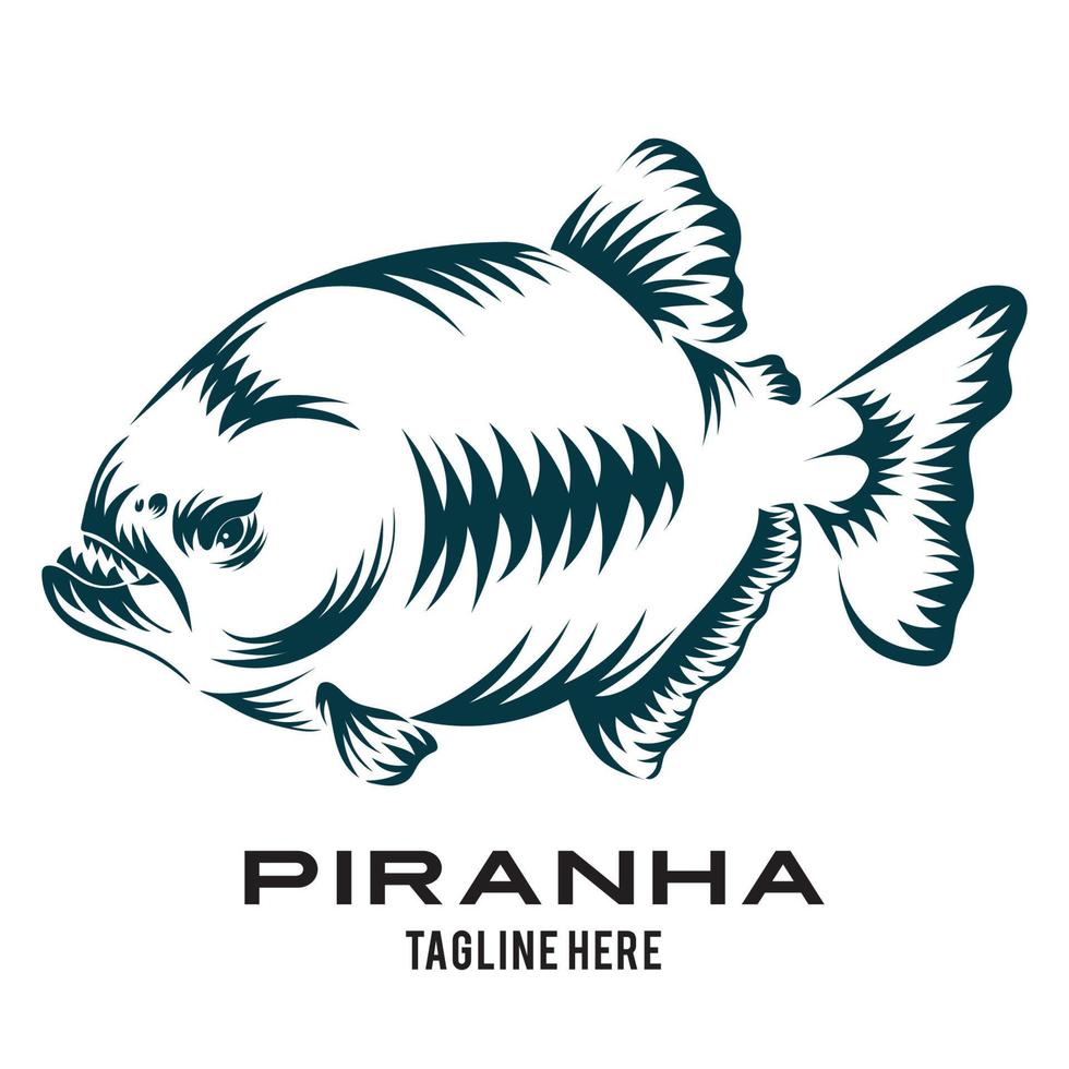 ilustração vetorial de peixe piranha amazônico em logotipo de estilo de design tribal, perfeito para empresa, logotipo de clube, tatuagem e design de camiseta vetor