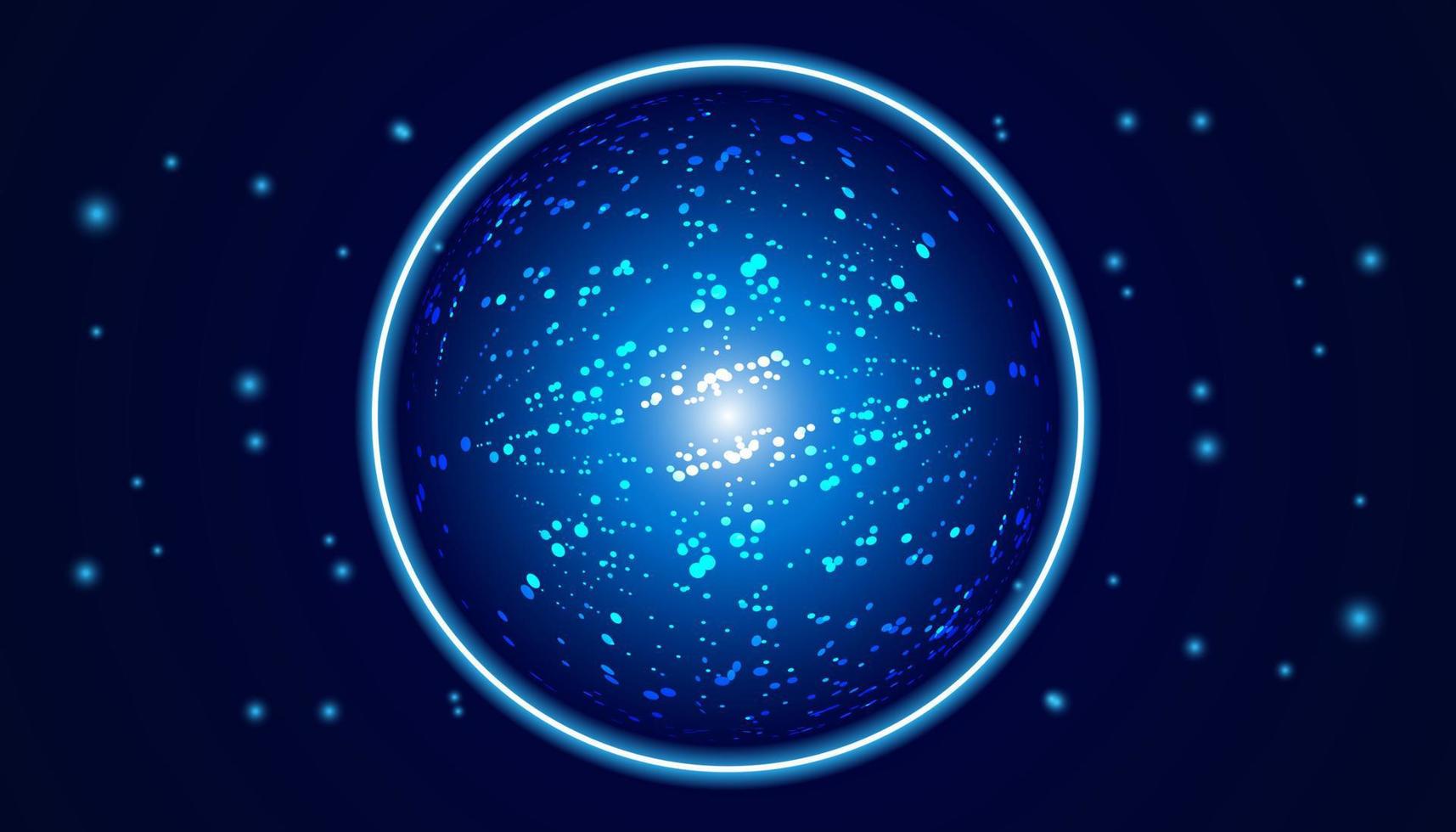 comunicação de átomo atômico de conceito futurista de tecnologia abstrata em um fundo azul moderno vetor