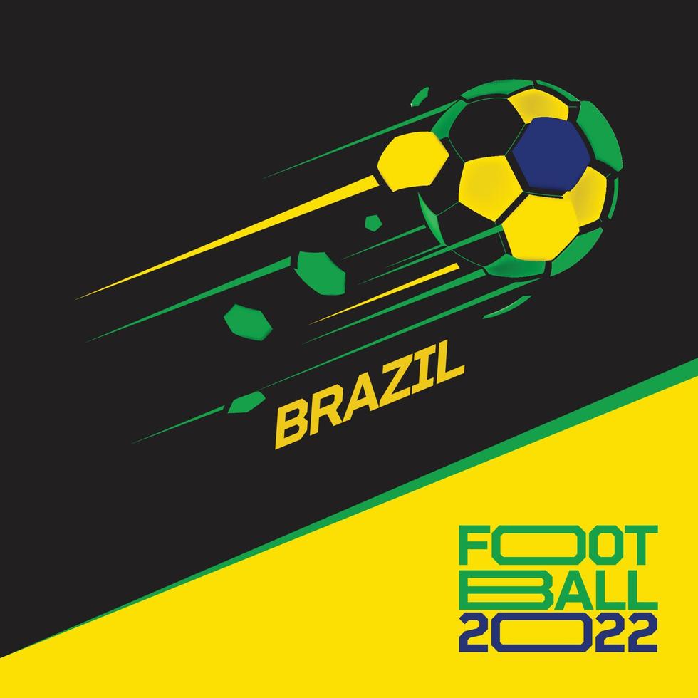 torneio copa de futebol 2022 . futebol moderno com padrão de bandeira do brasil vetor