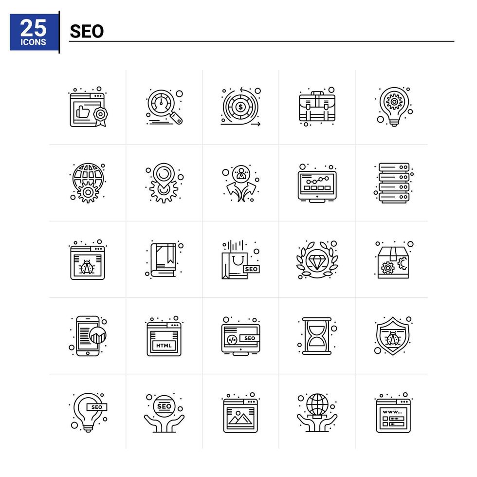 conjunto de ícones de 25 seo fundo vetorial vetor