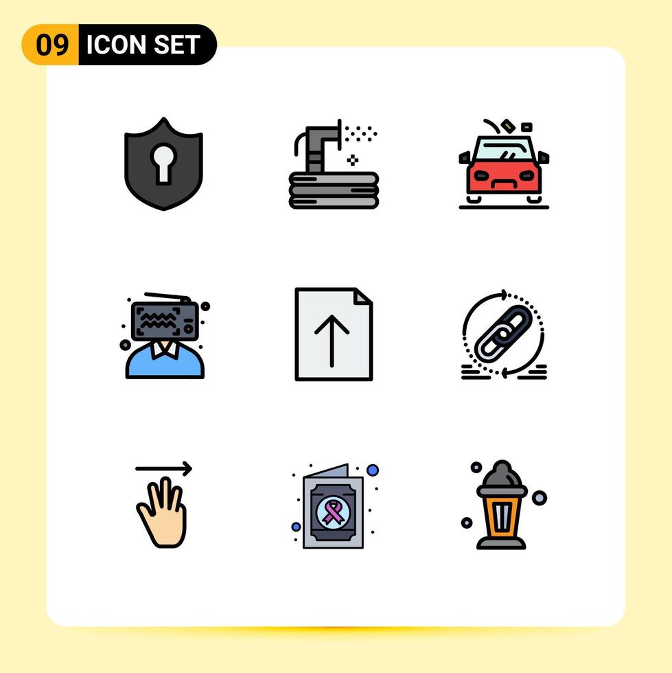 9 ícones criativos sinais e símbolos modernos de elementos de design de vetores editáveis do blogueiro de transmissão de carro de influenciador de importação