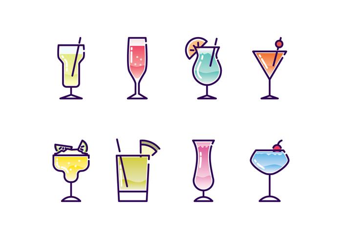 Conjunto de ícones cocktail vetor