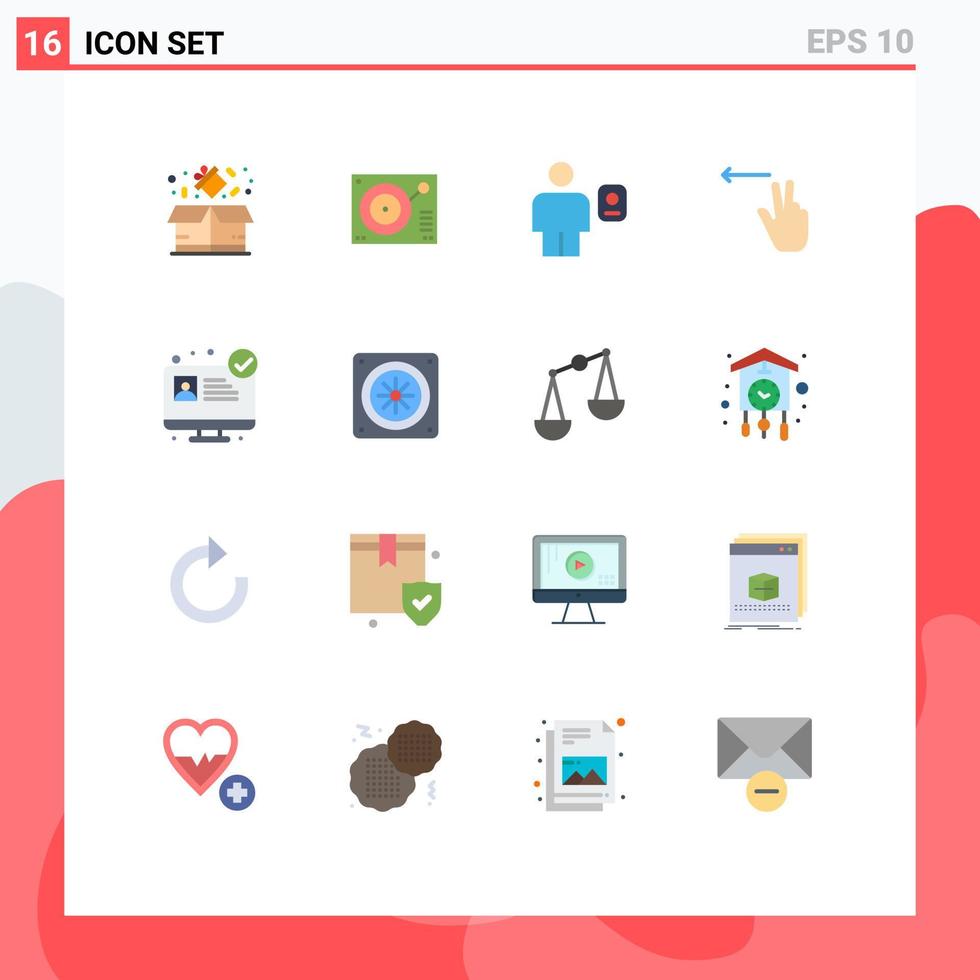 pacote de interface de usuário de 16 cores planas básicas de dedos de registro de gesto de site de hospital pacote editável humano de elementos de design de vetores criativos