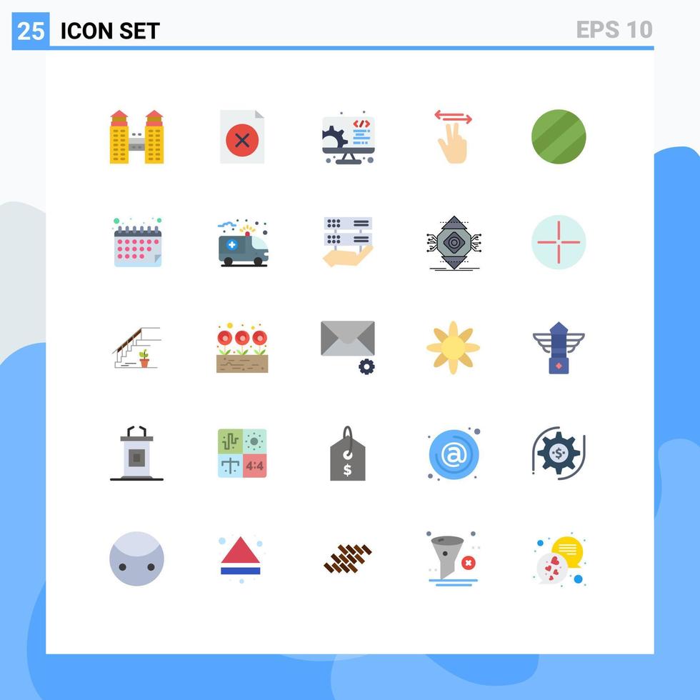 25 cores planas de vetores temáticos e símbolos editáveis de elementos de design de vetores editáveis móveis de bola de configuração de data
