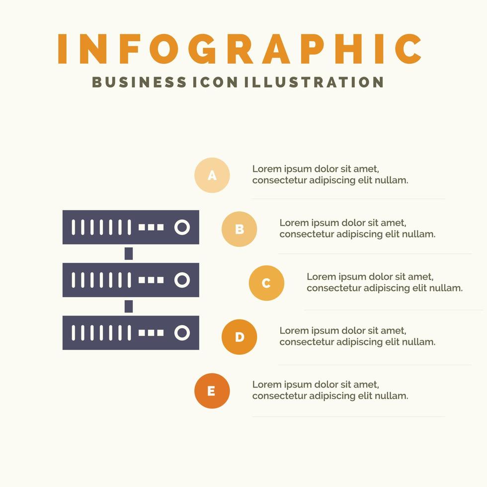 modelo de apresentação de infográficos de rede de armazenamento de dados de computação apresentação de 5 etapas vetor