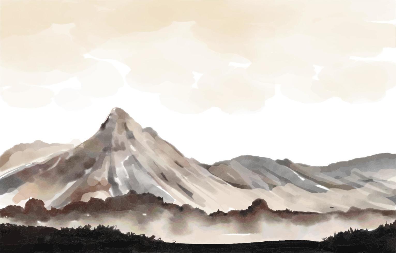 paisagem de aquarela de montanha rochosa, fundo vetorial vetor