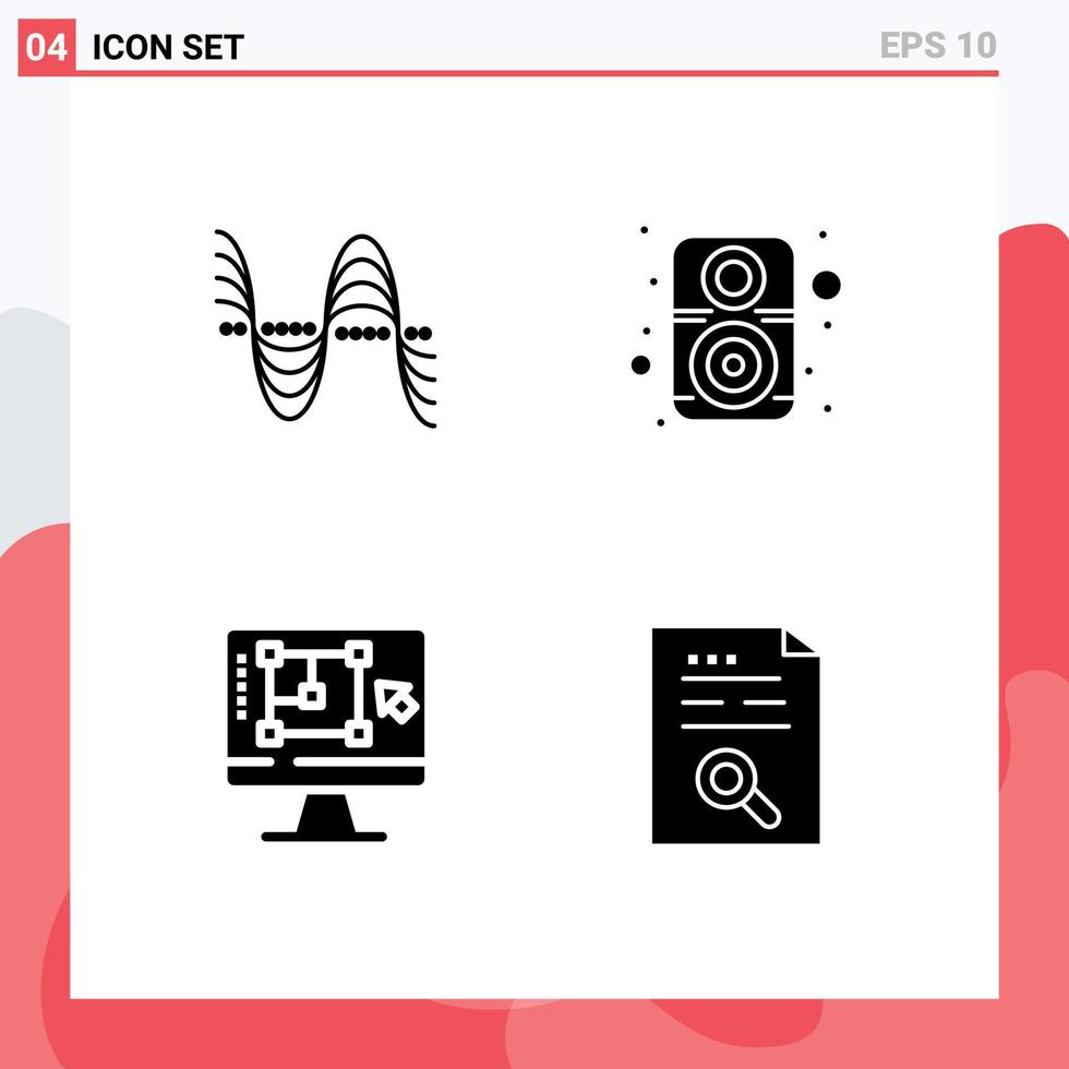 4 interface do usuário pacote de glifos sólidos de sinais e símbolos modernos de ferramenta de design de hardware de pressão de computador de frequência elementos de design de vetores editáveis
