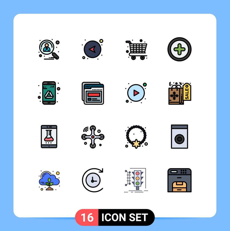 16 interface do usuário pacote de linhas preenchidas com cores planas de sinais e símbolos modernos do aplicativo do google esquerda elementos de design de vetores criativos editáveis básicos da interface do usuário